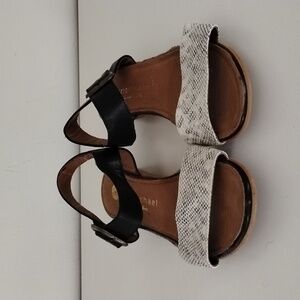 Eric Michael Black and White Snake Print Wedge Sandals